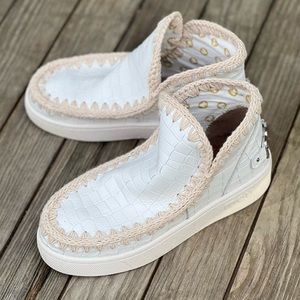 Mou White Snakeskin Eskimo Sneakers